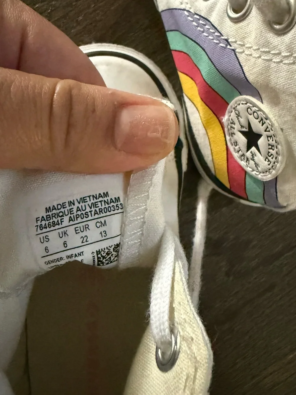 Converse Kids White High-Top Sneakers with Rainbow Graphic